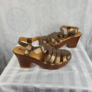 Kork Ease Bronze Metallic Leather Platform Sandals 9